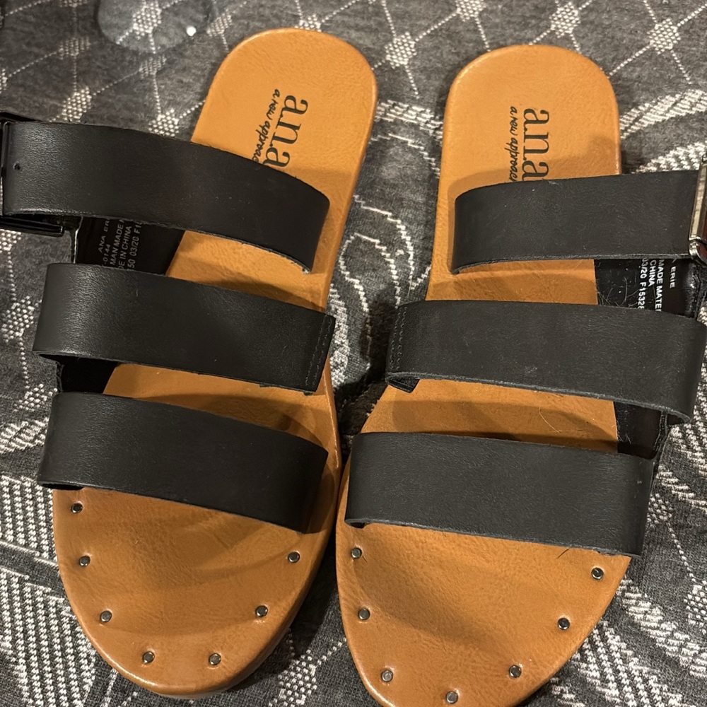 a.n.a Black and Tan Strappy Sandals
